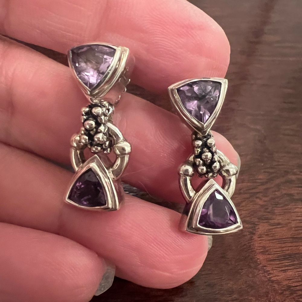 michael dawkins sterling Silver amethyst Earrings - Picture 10 of 10
